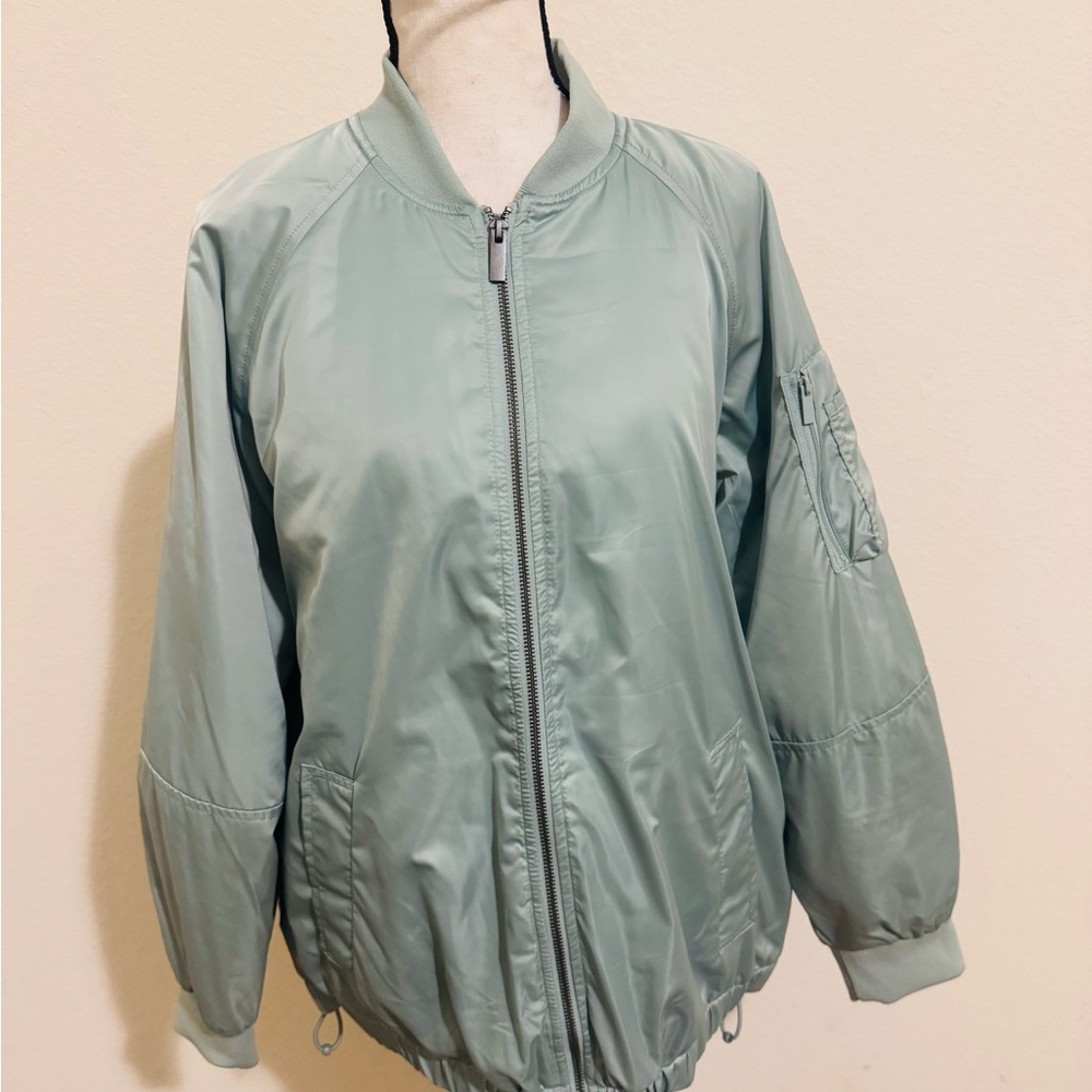 A New Day Green Bomber Jacket with Ribbed Collar
